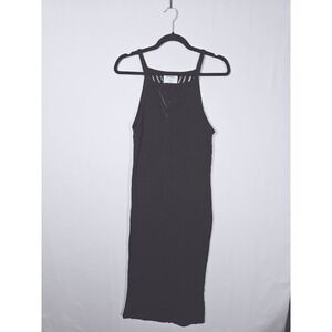 Boho Crochet Knit Old Navy Midi Tank Dress Womens Medium Black